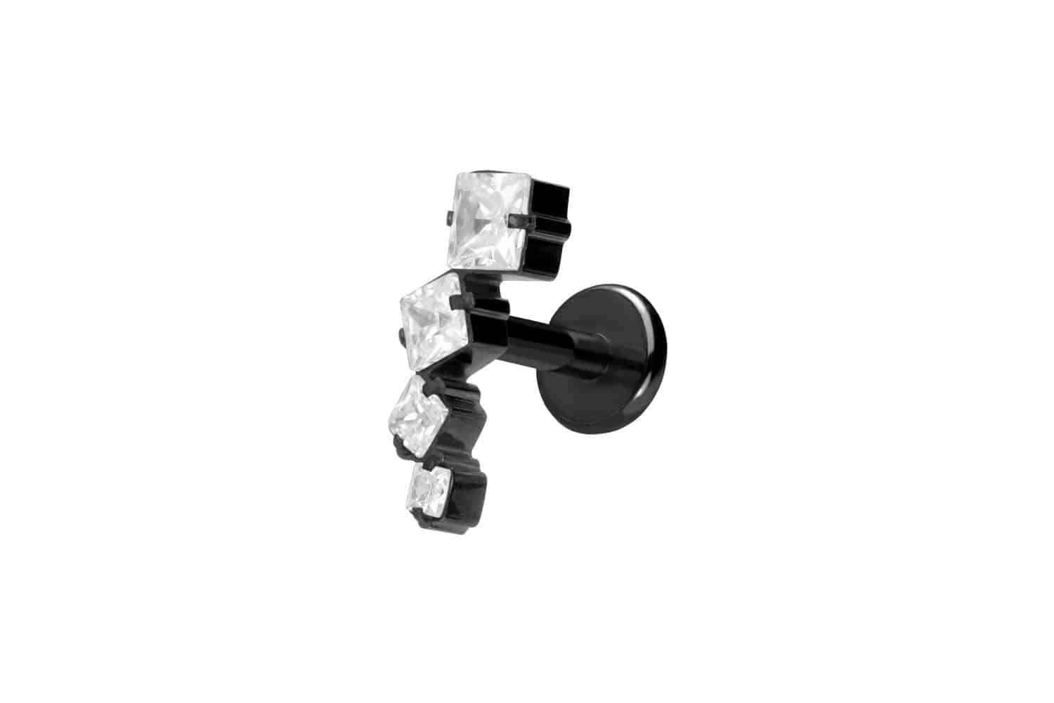 Titan Labret Piercing mit Push Fit KRISTALLBOGEN